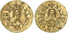 Visigodas - Suintila (621-631) - Tremissis Ouro Tremissis Eliberri CNV 288.3/288.15 c/ fenda 1,35g MBC