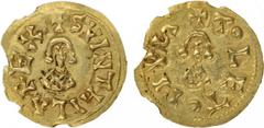 Visigodas - Suintila (621-631) - Tremissis Ouro - Tremissis, Toleto, orla com defeito, CNV 298, 1,29g, MBC-