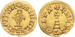 Visigodas - Ervígio (680-687) - Tremissis Ouro - Tremissis, Emerita, +ID INMNERVIGIVSP+/+EMERITAPIVS, Rara, CNV 502, 1,30g, MBC+