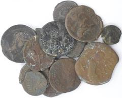 Hispano-Romanas - Lote (13 Moedas) Lote (13 Moedas) - Carmo (até 80 a.C.): Semisse, Burgos 459 var, 11,60g, REG/BC; Carthago Nova, Cunhagens em Cartagonova com Influência Romana (220-205 a.C.): 1/4 Ca