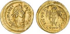 Byzantine Coins Byzantine - Maurice Tiberius (582-602) - Byzantine - Maurice Tiberius (582-602) Gold - Semissis; Constantinople; D N mAVRICI PP AVI / VICTORIA AVGG, exergue: CONOB; slight bend; BCV 48