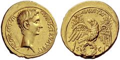 The Roman Empire Octavian as Augustus, 27 BC – 14 AD Aureus 27 BC, AV 7.22 g. CAESAR·COS·VII· – CIVIBVS·SERVATEIS Head r. Rev. AVGVSTVS Eagle with spread wings and head l., standing facing with oak wr