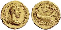 The Roman Empire Commodus augustus, 177 – 192 Aureus 186-187, AV 7.25 g. M COMM ANT P – FEL AVG BRIT Laureate and cuirassed bust r. Rev. P M TR P – XI MP VIII COS V P Galley, with full sail, going r.,