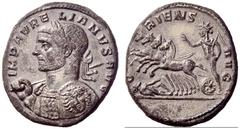 The Roman Empire Aurelianus, 270 – 275 Denarius (?) second half of 272, billon 4.15 g. IMP AVRELIANVS AVG Laureate and cuirassed bust l., holding transverse spear and shield decorated with medusa. Rev