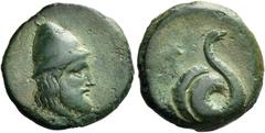 An Interesting Collection of Greek Bronze Coins Assembled by a Discerning Swiss Collector Thessaly, Homolion. Bronze circa 360, Æ 4.66 g. Bearded head of the hero Philoctetes r., wearing pileus. Rev. 