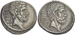 The Graham Collection of Roman Republican Coins M. Iunius Brutus. Denarius 54, AR 3.60 g. BRVTVS Head of L. Iunius Brutus r. Rev. AHALA Head of C. Servilius Ahala r. Babelon Julia 30 and Servilia 17. 