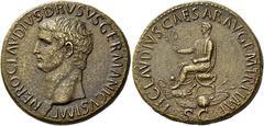 The Roman Empire In the name of Nero Claudius Drusus, brother of Tiberius and father of Claudius. Sestertius 41-42, Æ 28.62 g. NERO CLAVDIVS DRVSVS GERMANICVS IMP Bare head of Nero Claudius Drusus l. 