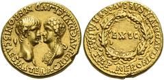 The Roman Empire Nero augustus, 54 – 68. Aureus October - December 54, AV 7.58 g. AGRIPP AVG DIVI CLAVD NERONIS CAES MATER Confronted busts of Nero, bare-headed r., and Agrippina Minor, draped l.; in 