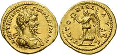 The Roman Empire Septimius Severus, 193 – 211. Aureus, Laodicaea ad Mare 198-202, AV 7.15 g. L SEPT SEV AVG IM – P XI PART MAX Laureate and cuirassed bust r., with aegis on breast. Rev. VICTO – RIAE –