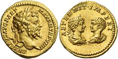 The Roman Empire Septimius Severus, 193 – 211. Aureus 201, AV 7.07 g. SEVERVS AVG PART P M TR P VIIII Laureate head of Septimius Severus r. Rev. AETERNIT IMPERI Confronted busts of laureate, draped an