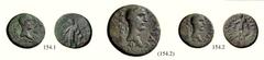 LOKRIS LOKRI OPUNTII Lot of two bronze coins, Galba, AD 68 - 69. 154.1 : Æ 7.60 g., 11¢. 154.2 : Æ 6.80 g., 9¢. Laureate bust of Galba r. Rev. Male figure standing l., holding drapery and spear with h