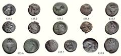 PHOKIS FEDERAL COINAGE A ROMAN "PHILHELLENE" BEHIND AN ISSUE OF GREEK COINS? Lot of eight bronze coins, 3rd to 1st century BC. 435.1 : Æ 3.78 g., 6¢. 435.2 : Æ 4.43 g., 12¢. 435.3 : Æ 4.53 g., 12¢. 43