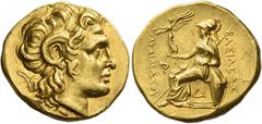 Greek Coins Lysimachus, 323 – 281 and posthumous issues Stater, Lysimachia circa 297-281, AV 20 mm, 8.47 g. Diademed head of the deified Alexander III r., with horn of Ammon. Rev. BAΣIΛEΩΣ – ΛYΣIMAXOY