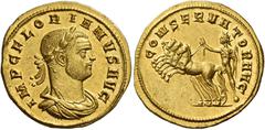 Roman Coins Florian, 276 Heavy aureus, Cyzicus circa 276, AV 22 mm, 6.54 g. IMP C FLORIANVS AVG Laureate, draped and cuirassed bust r. Rev. CONSERVATOR AVG Sol in quadriga l., holding reins in r. hand