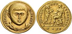 Roman Coins Maxentius augustus, 307 – 312 Aureus, Ostia circa 310-312, AV 20 mm, 5.51 g. MAXENTI – VS P F AVG Bare-headed, draped and cuirassed bust facing. Rev. VICTORIA AET – ERNA AVG N Victory adva