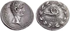 The Roman Empire Octavian as Augustus, 27 BC – 14 AD Cistophoric tetradrachm, Pergamum 27-26 BC, AR 12.05 g. IMP CAESAR Bare head r. Rev. Capricorn r., head r., bearing cornucopiae on its back; below,