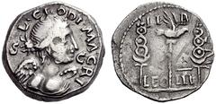The Roman Empire Clodius Macer, April – October 68 Denarius, Carthago April-October 68, AR 3.95 g. L CLODI MACRI Draped bust of Victory r.; at sides, S – C. Rev. LI – B – AVG Legionary eagle between t