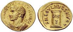The Roman Empire Uranius Antoninus, 253 – 254 Aureus, Emesa 253-254, AV 5.88 g. L IVL AVR SVLP ANTONINVS Laureate, draped and cuirassed bust l. Rev. SAECVLARES AVGG Cippus inscribed COS I. C –. RIC 7.