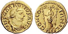 The Roman Empire Carausius, 286 – 293 Aureus, “Rotomagus” 286-293, AV 4.79 g. IMP C CARAVSIVS AVG Laureate, draped and cuirassed bust r. Rev. CONCO – R – D – IA MILITV Concordia standing facing, head 