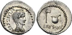 The Roman Republic The Dioscuri Collection. The Roman Republic. M. Iunius Brutus and L. Plaetorius Cestianus. Denarius, mint moving with Brutus 43-42, AR 20 mm, 3.84 g. L·PLAET.CEST Laureate, draped a