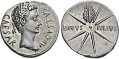 The Roman Empire The Dioscuri Collection. The Roman Empire. Octavian 32 – 27 and as Augustus, 27 BC – 14 AD. Caesaraugusta Denarius circa 19–18 BC, AR 19 mm, 3.80 g. CAESAR – AVGVSTVS Oak-wreathed hea