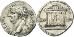 The Roman Empire Claudius augustus, 41 – 54 Cistophoric tetradrachm, Ephesus 41-42, AR 25 mm, 11.75 g. TI CLAVD – CAES AVG Bare head l. Rev. DIAN – EPHE Frontal view of tetrastyle temple of Diana at E