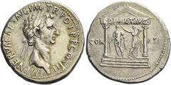 The Roman Empire Nerva, 96 – 98 Cistophorus, Asia Minor 98, AR 27 mm, 10.50 g. IMP NERVA CAES AVG P M TR POT P P COS III Laureate head r. Rev. COM – ASI Temple within which is Nerva , on l., crowned b
