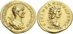 The Roman Empire Hadrian augustus, 117 – 138 Aureus 117, AV 20 mm, 7.29 g. IMP CAES TRAIAN HADRIANO AVG DIVI TRA PARTH F Laureate, draped and cuirassed bust r. Rev. DIVI NER NEP·P M TR·P·COS· Radiate 