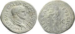 Migration of the Germanic Tribes The Ostrogoths Countermarked early Imperial bronze coin. As of Galba, Æ 28 mm, 9.62 g. IMP SER GALBA CAES AVG Laureate and draped bust r.; counter-marked XLII (follis)