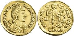 Migration of the Germanic Tribes The Visigoths Pseudo-Imperial coinage. In the name of Valentinian III. Solidus, Ravenna 425-426, AV 22 mm, 4.36 g. D N PLA VALENT – NIAEVS P F AVG Pearl-diademed, drap