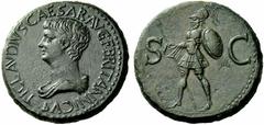 The S.C. Markoff Collection of Roman Coins The Roman Empire Britannicus, son of Claudius Sestertius, Thracian mint circa 50-54, Æ 29.83 g. TI CLAVDIVS CAESAR AVG F BRITANNICVS Bare- headed and draped 