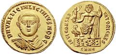The S.C. Markoff Collection of Roman Coins The Roman Empire Licinius II caesar, 317 – 324 Aureus, Nicomedia 321-322, AV 5.24 g. DN VAL LICIN LICINIVS NOB C Draped and cuirassed bust facing. Rev. IOVI 