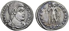 The S.C. Markoff Collection of Roman Coins The Roman Empire Decentius caesar, 351 – 353 Argenteus, Treveri 352-353, AR 3.30 g. DN DECENTI – VS FORT CAES Bare-headed, draped and cuirassed bust r. Rev. 