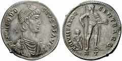 The S.C. Markoff Collection of Roman Coins The Roman Empire Theodosius I, 379 – 395 Medallion of three light miliarenses circa 389, AR 12.92 g. D N THEODO – SIVS P F AVG Pearl- diademed, draped and cu