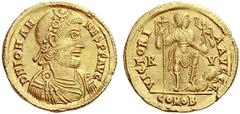 The S.C. Markoff Collection of Roman Coins The Roman Empire Johannes, 423 – 425 Solidus, Ravenna 423-425, AV 4.47 g. D N IOHAN – NES P F AVG Rosette-diademed, draped and cuirassed bust r. Rev. VICTORI