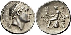 Seleucus IV Philopator, 187 – 175 Tetradrachm, Tarsus circa 187-175, AR 30 mm, 17.09 g. Diademed head of Seleucus IV r., with older features, hair in short, choppy locks on crown of head. Rev. BAΣIΛEΩ