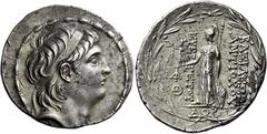 Antiochus VII Euergets (Sidetes), 138 – 129 Tetradrachm Antiochia 139-138 (year 174), AR 32 mm, 16.49 g. Diademed head of Antiochus VII r. Fillet border. Rev. BAΣIΛEΩΣ – ANTIOXOY – EYEPΓETOY Athena st