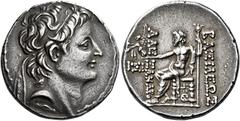 Alexander II Zabinas, 128 – 123 Tetradrachm, Antiochia on the Orontes circa 128-122, AR 29 mm, 16.75 g. Diademed head of Alexander II r. Fillet border. Rev. BAΣΙΛΕΩΣ – AΛE – ΞANΔPOY Zeus seated l., ho