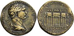 The Roman Empire Trajan augustus, 98 – 117 Sestertius circa 112-114, Æ 33 mm, 27.87 g. IMP CAES NERVAE TRAIANO AVG GER DAC P M TR P COS VI P P Laureate, draped and cuirassed bust r. Rev. BASILICA VLPI