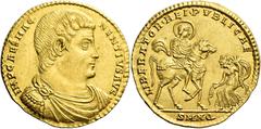 The Roman Empire Magnentius, 350 – 353 Medallion of 3 solidi, Aquileia circa 351, AV 35 mm, 13.35 g. IMP CAES MAG – NENTIVS AVG Bare-headed, draped and cuirassed bust r. Rev. LIBERATOR·REI·PVBLICAE Ma