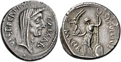 The Roman Republic C. Iulius Caesar and P. Sepullius Macer. Denarius 44, AR 17 mm, 3.77 g. CAESAR – DICT PERPETVO Veiled and wreathed head of Caesar r. Rev. P·SEPVLLIVS – MACER Venus standing l., hold