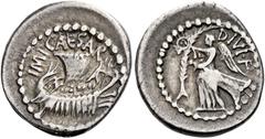 The Roman Empire Octavian,32–27 C. Caesar Octavianus. Quinarius mint moving with Octavian 36 BC, AR 15 mm, 1.91 g. IMP CAESAR Galley with rowers sailing r. Rev. DIVI F Victory standing l., holding wre