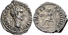 The Roman Empire Nerva augustus, 96–98 Quinarius 98, AR 16 mm, 1.76 g. IMP NERVA CAES AVG GERM P M TR P II Laureate head r. Rev. IMP II – COS III P P Victory seated l., holding wreath in r. hand, palm