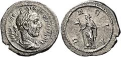 The Roman Empire Trajan Decius, 249–251 Quinarius 249-251, AR 15 mm, 1.17 g. IMP C M Q TRAIANVS DECIVS AVG Laureate, draped and cuirassed bust r. Rev. D – ACIA Dacia standing facing, head l., holding 