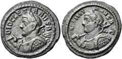 The Roman Empire Diocletian, 284–305 Quinarius, Lugdunum 285, Billon 16 mm, 1.62 g. DIOCLETIANVS AVG Laureate and cuirassed bust l, holding sceptre over r. shoulder and shield on l. Rev. MAXIMIANVS AV