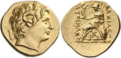 *Greek Coins Kings of Thrace, Lysimachus, 323–281 and posthumous issues Stater, Uncertain mint circa 305-281, AV 20 mm, 8.49 g. Diademed head of Alexander r., wearing horn of Zeus-Ammon. Rev. ΒΑΣΙΛΕΩΣ
