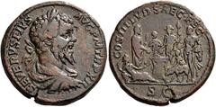 The Roman Empire Septimius Severus, 193–211 Sestertius 204, Æ 32 mm, 23.79 g. SEVERVS PIVS – AVG P M TR P XII Laureate, draped and cuirassed bust r. Rev. COS III LVD – SAEC FEC S C Septimius Severus, 