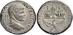 *The Roman Empire Caracalla augustus, 193–217 Tetradrachm, Hierapolis 215-217, AR 25 mm, 10.58 g. [AVT] K M A ANTΩNЄINOC CЄB Laureate, draped, and cuirassed bust r. Rev. [ΔH]MAPX ЄΞ V-ΠATOC TO Δ Cult 