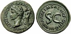The Roman Empire Octavian as Augustus, 27 BC – 14 AD M. Salvius Otho. Dupondius 7 BC, Æ 15.34 g. CAESAR AVGVST PONT MAX TRI – BVNIC POT Laureate head l., crowned by Victory standing behind and holding