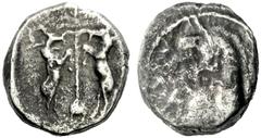A very interesting collection of Jewish coins and coins of the Levant Samarian Issues Ma‘eh / “Obol”, Samaria, mid-fourth century BC, AR 0.78 g. Palm tree flanked by two climbing goats. Rev. Helmeted 